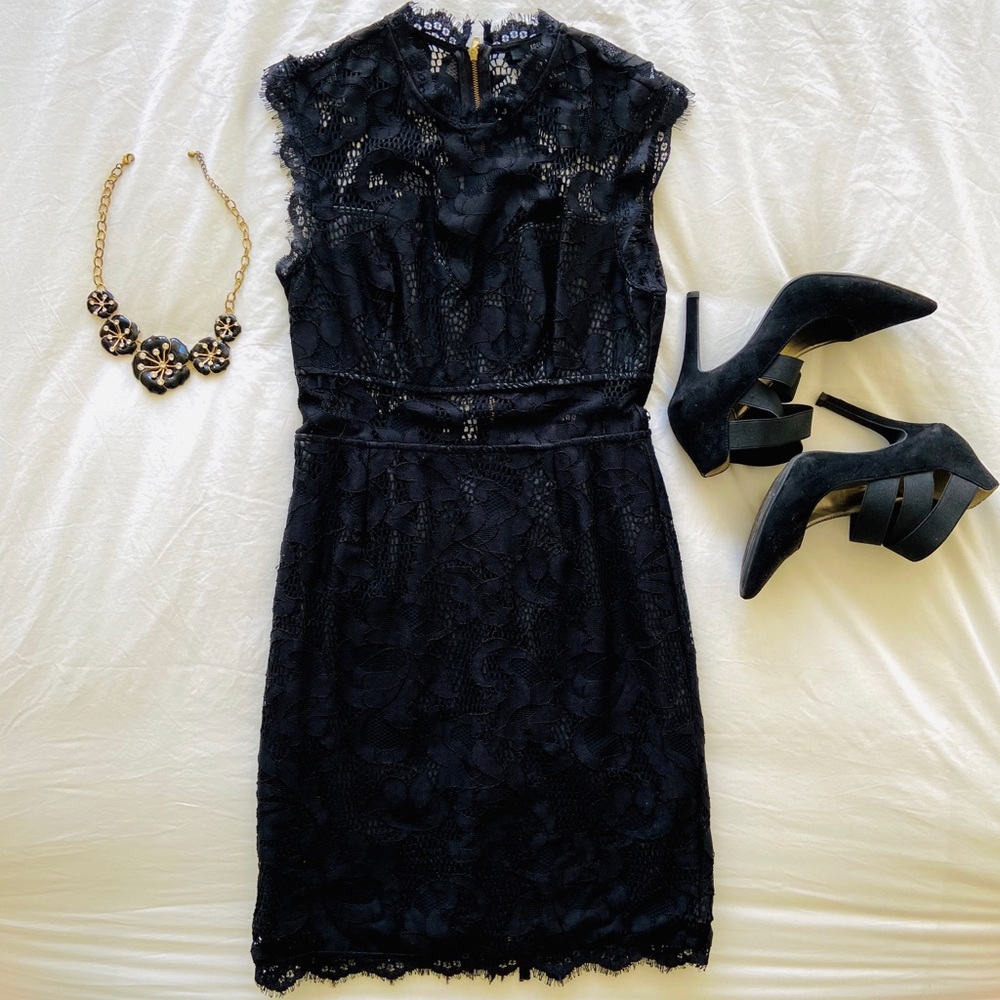 Forever 21 black lace cutout dress midi-length